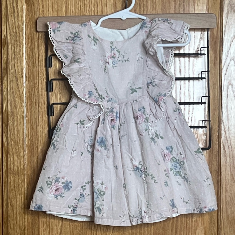 Catherine Malandrino Mini Formal Dress 24mo/2T Baby Girl Pink Floral Swiss Dot
